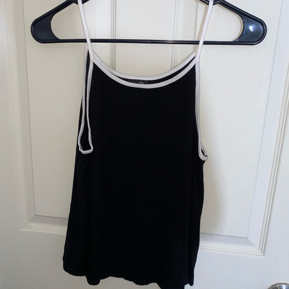 Black crop top with white edges